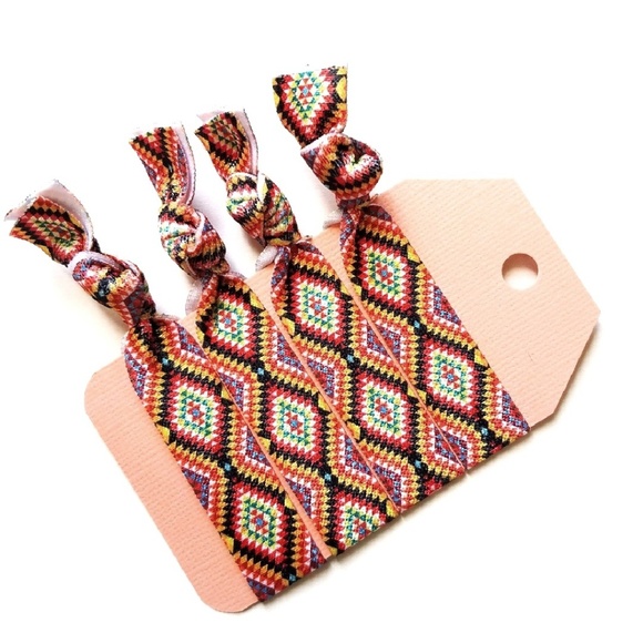 Accessories - Aztec Hair Tie Set | Orange Red Boho Hair Ties
